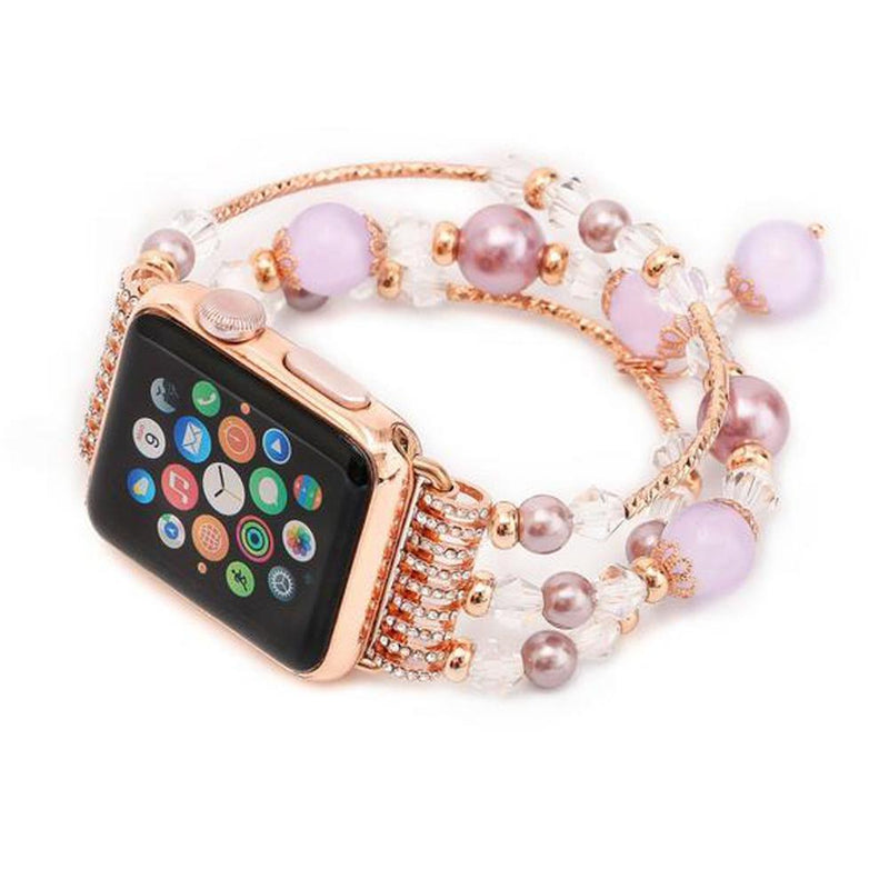 Apple Watch Band, multi-strand stretch cord, beads, fancy